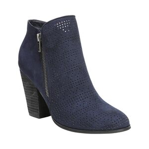 Carlos by Carlos Santana Perforated Faux Suede Ankle Booties Size 7.5 Blue